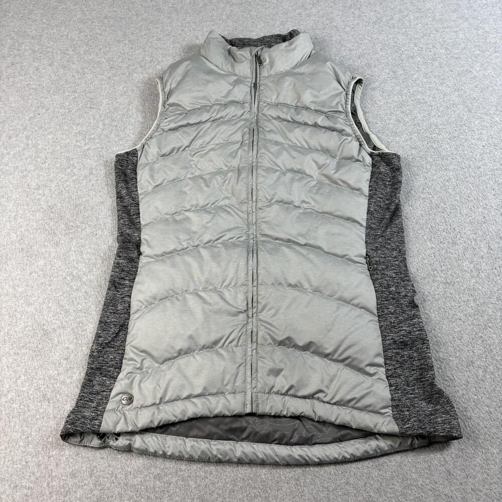 Outdoor Research Down Vest Women Small Gray Puffer Quilted Full Zip Outdoor Hike